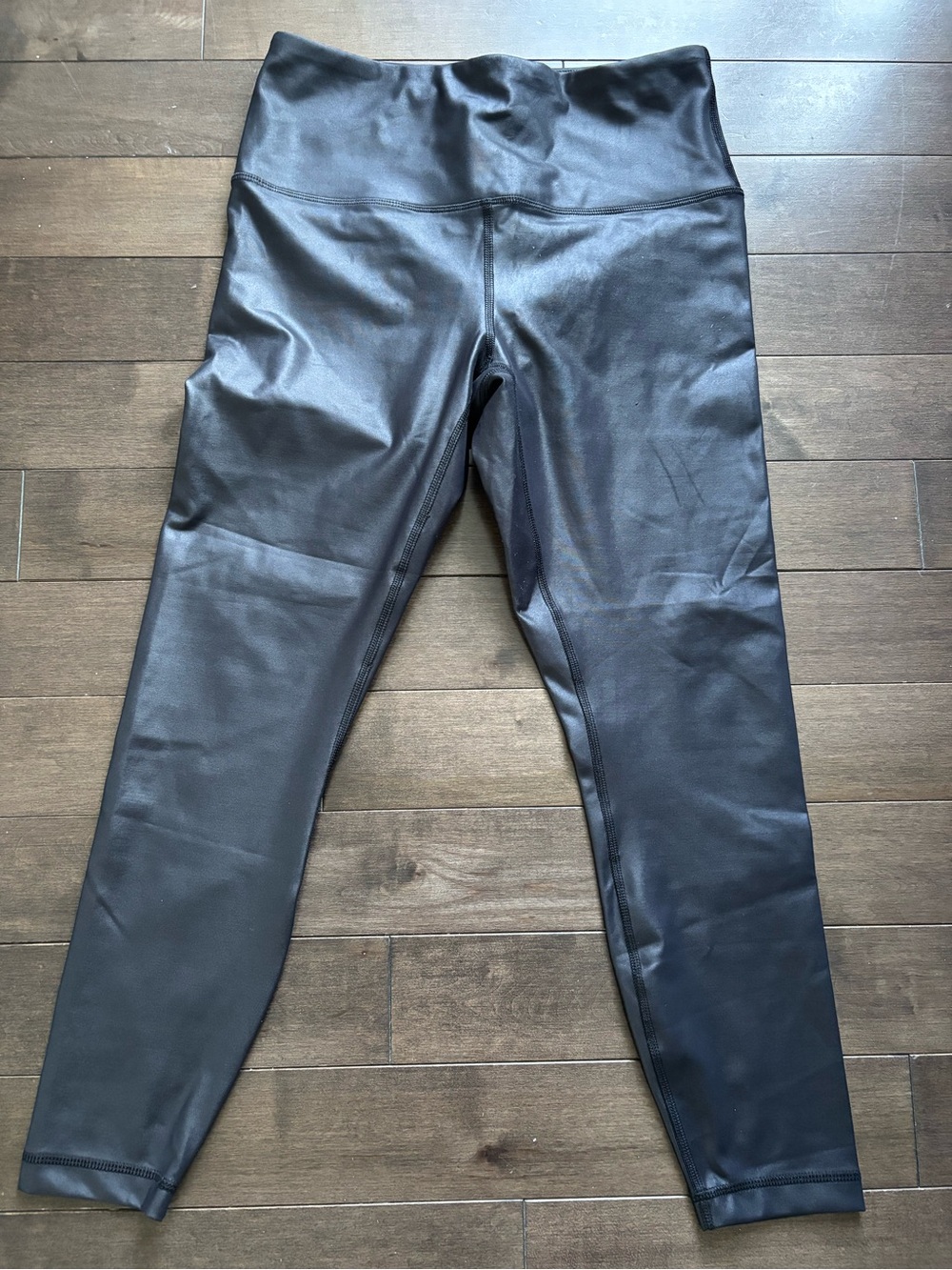 Reflex Black Faux Leather High-Waist Women's Performance Leggings